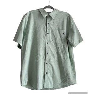 Marmot Shirt Mens  XL Green Polyester Short Sleeve Button Up Collared Shirt